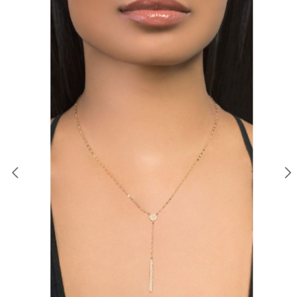 LANA 14k Chime Lariat necklace on petite Blake chain.
